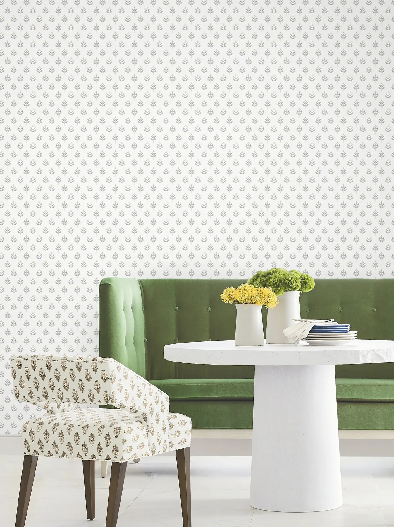 York Designer Series Serene Villa Stone Floral Stamp Wallpaper - SKU LL3234