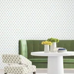 York Designer Series Serene Villa Teal Floral Stamp Wallpaper - SKU LL3233