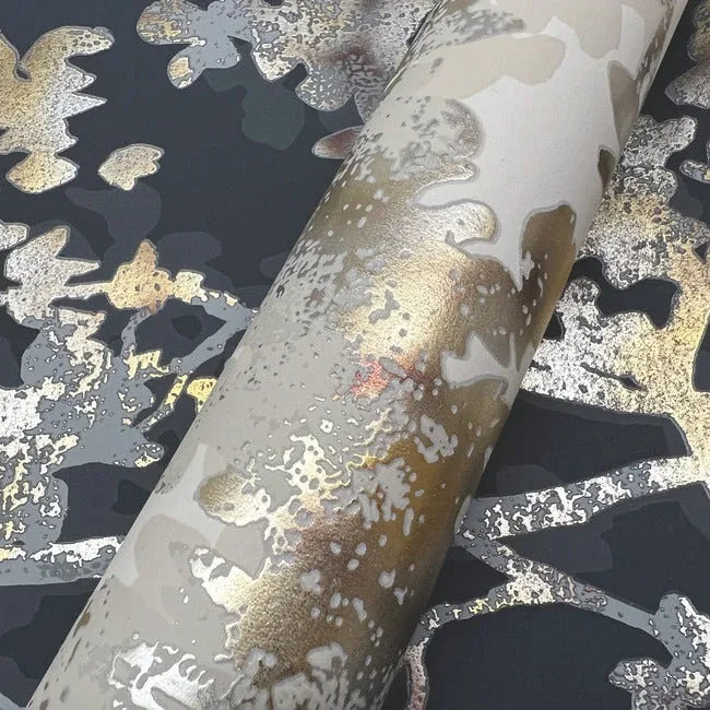 York Designer Series Shimmering Foliage Black Wallpaper | Wallpaper Twins York Designer Series Shimmering Foliage Black Wallpaper - SKU NW3580