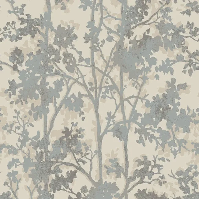 MD7141 | Shimmering Foliage Cream & Silver Wallpaper
