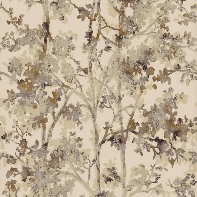 NW3584 | Shimmering Foliage Khaki Wallpaper