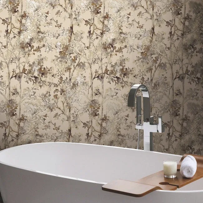 York Designer Series Shimmering Foliage Khaki Wallpaper | Wallpaper Twins York Designer Series Shimmering Foliage Khaki Wallpaper - SKU NW3584