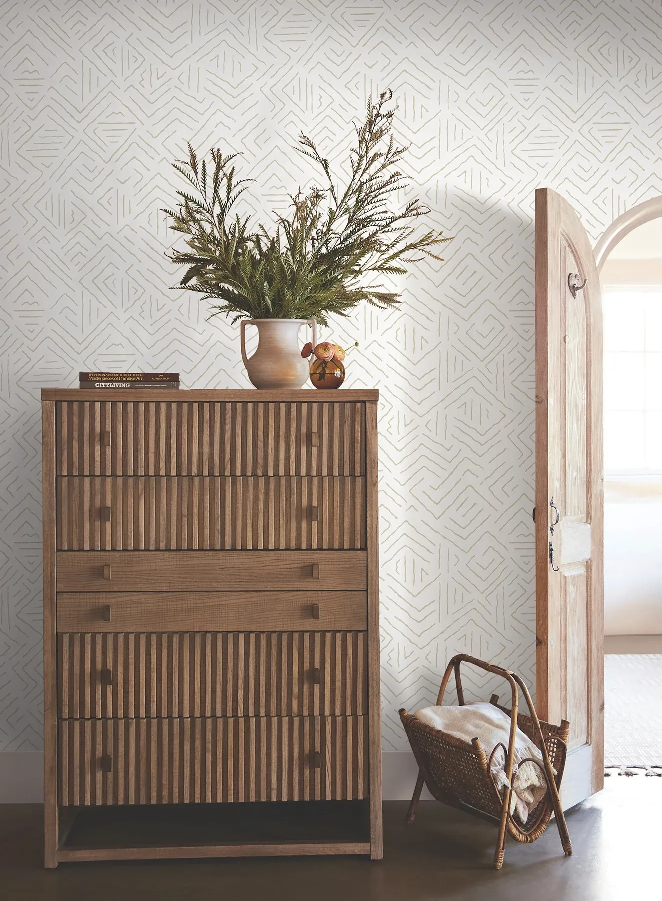 York Designer Series Sirih Beige Wallpaper - SKU AB3085