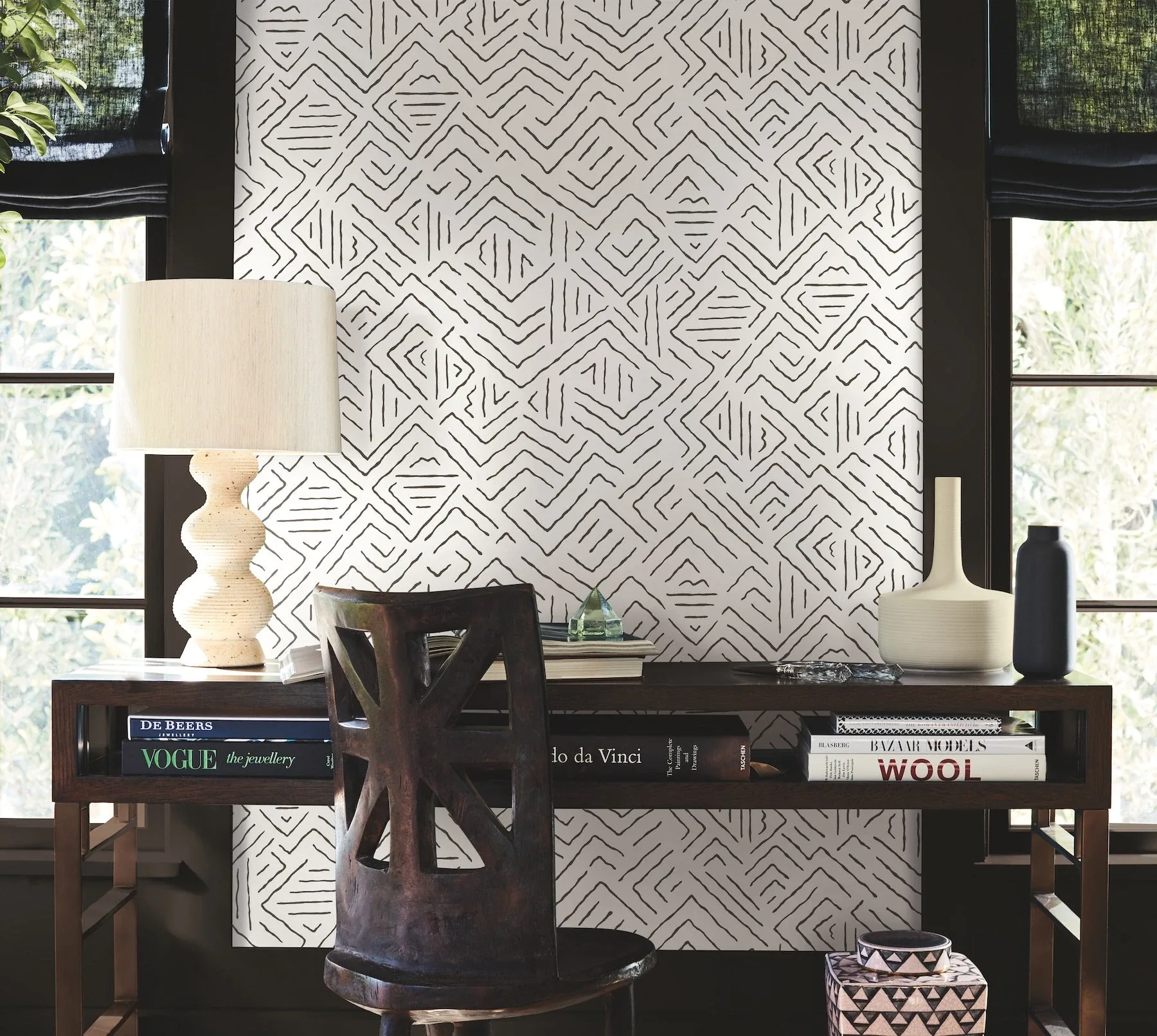 York Designer Series Sirih Black Wallpaper - SKU AB3081