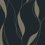 York Designer Series Society Hill Black Abstract Leaf Wallpaper - SKU VR1549