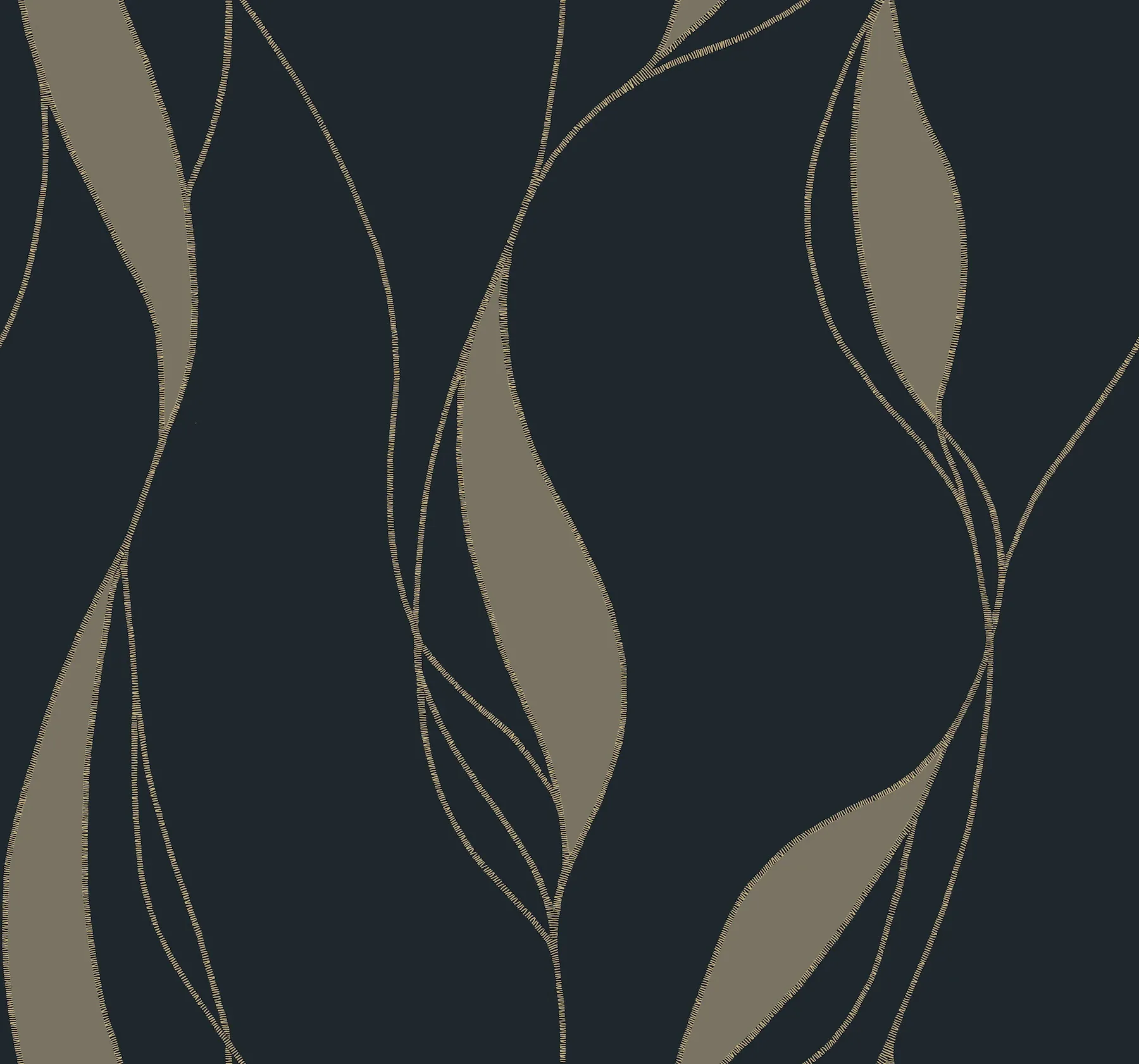 VR1549 | Society Hill Black Abstract Leaf Wallpaper