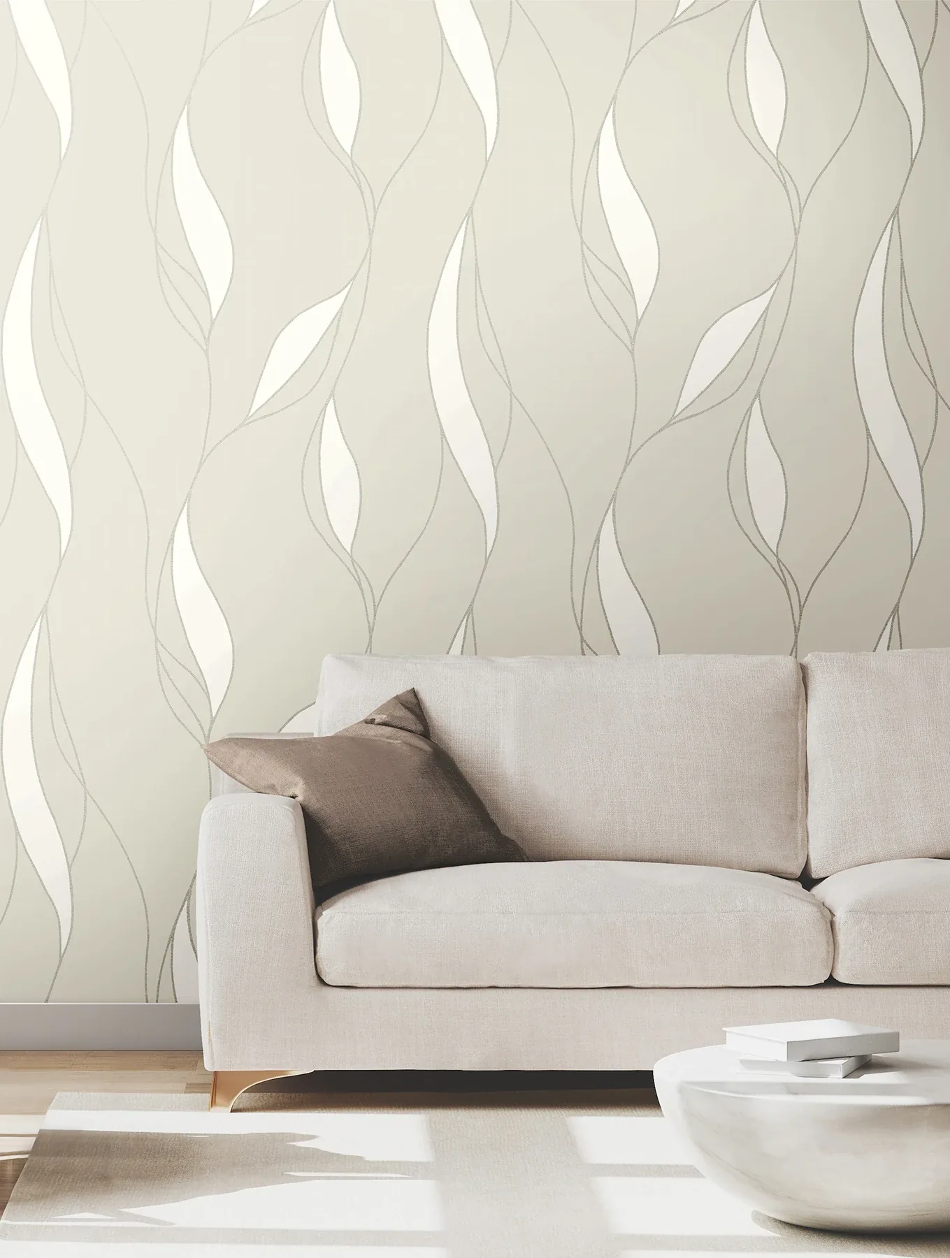 York Designer Series Society Hill Dove Abstract Leaf Wallpaper - SKU VR1550