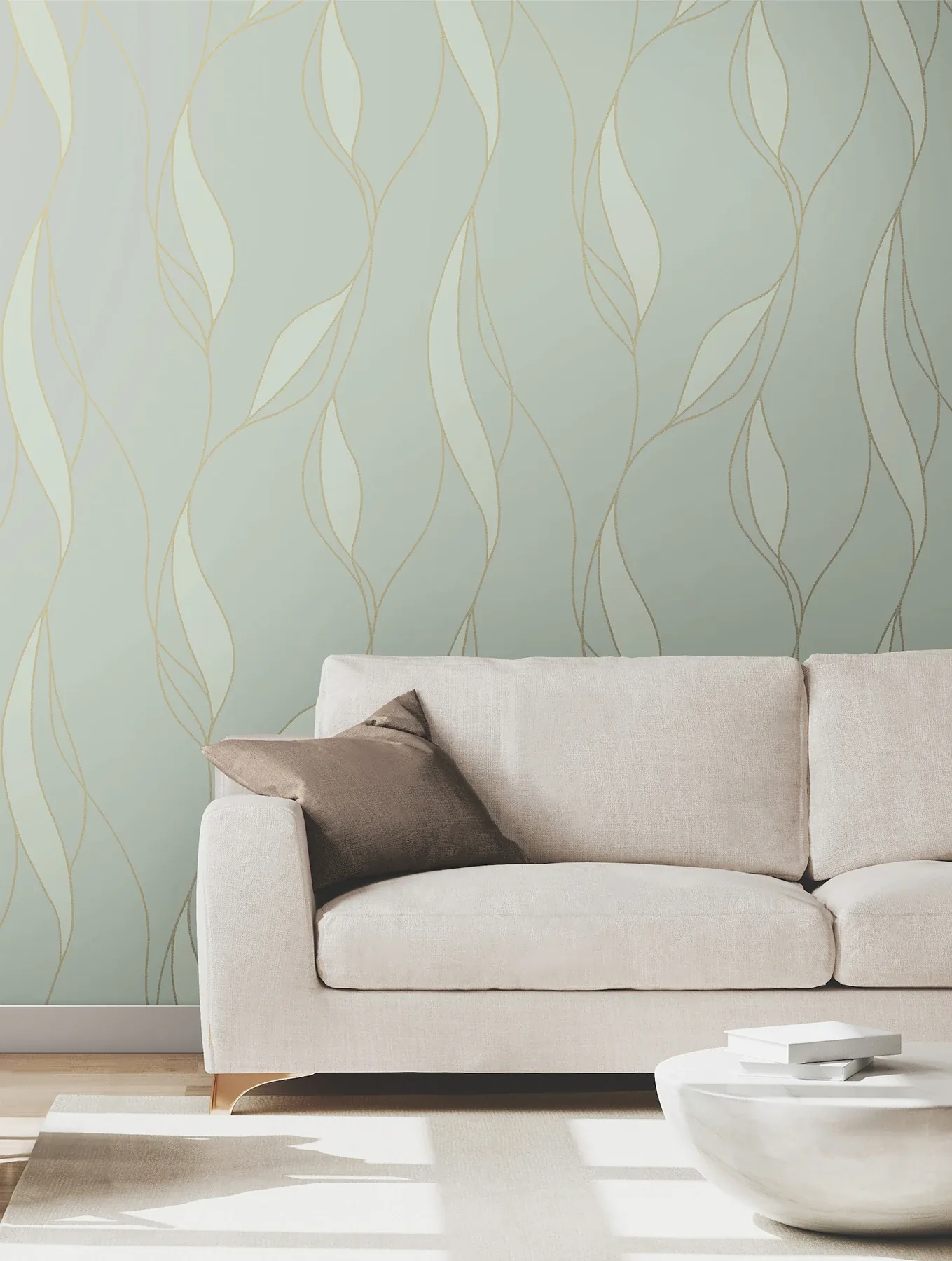 York Designer Series Society Hill Mint Abstract Leaf Wallpaper - SKU VR1547