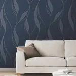 York Designer Series Society Hill Navy Abstract Leaf Wallpaper - SKU VR1548