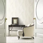 York Designer Series Society Hill White Abstract Leaf Wallpaper - SKU VR1546