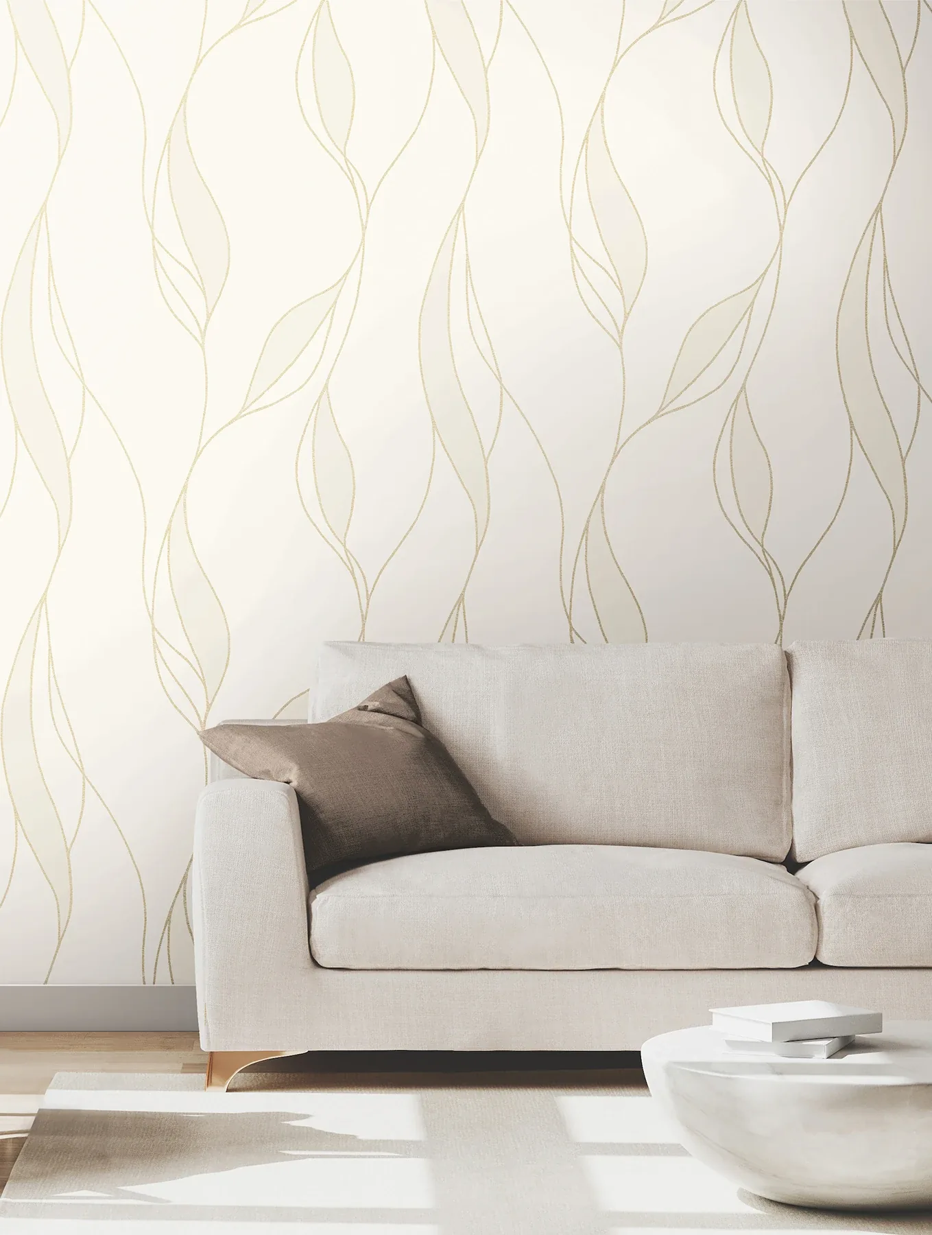York Designer Series Society Hill White Abstract Leaf Wallpaper - SKU VR1546