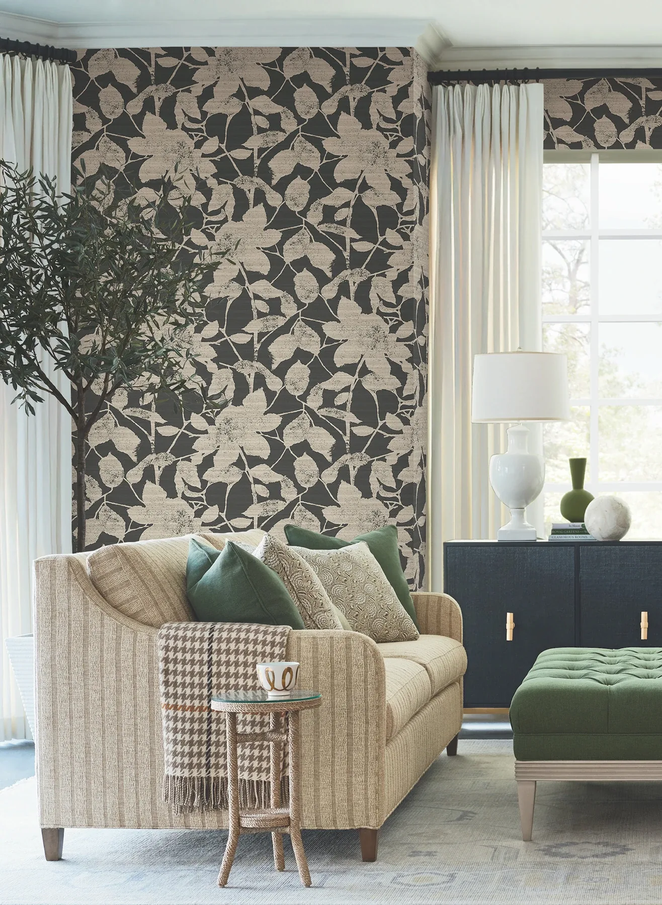 York Designer Series Solange Black Botanical Wallpaper | Wallpaper Twins York Designer Series Solange Black Botanical Wallpaper - SKU LL3213