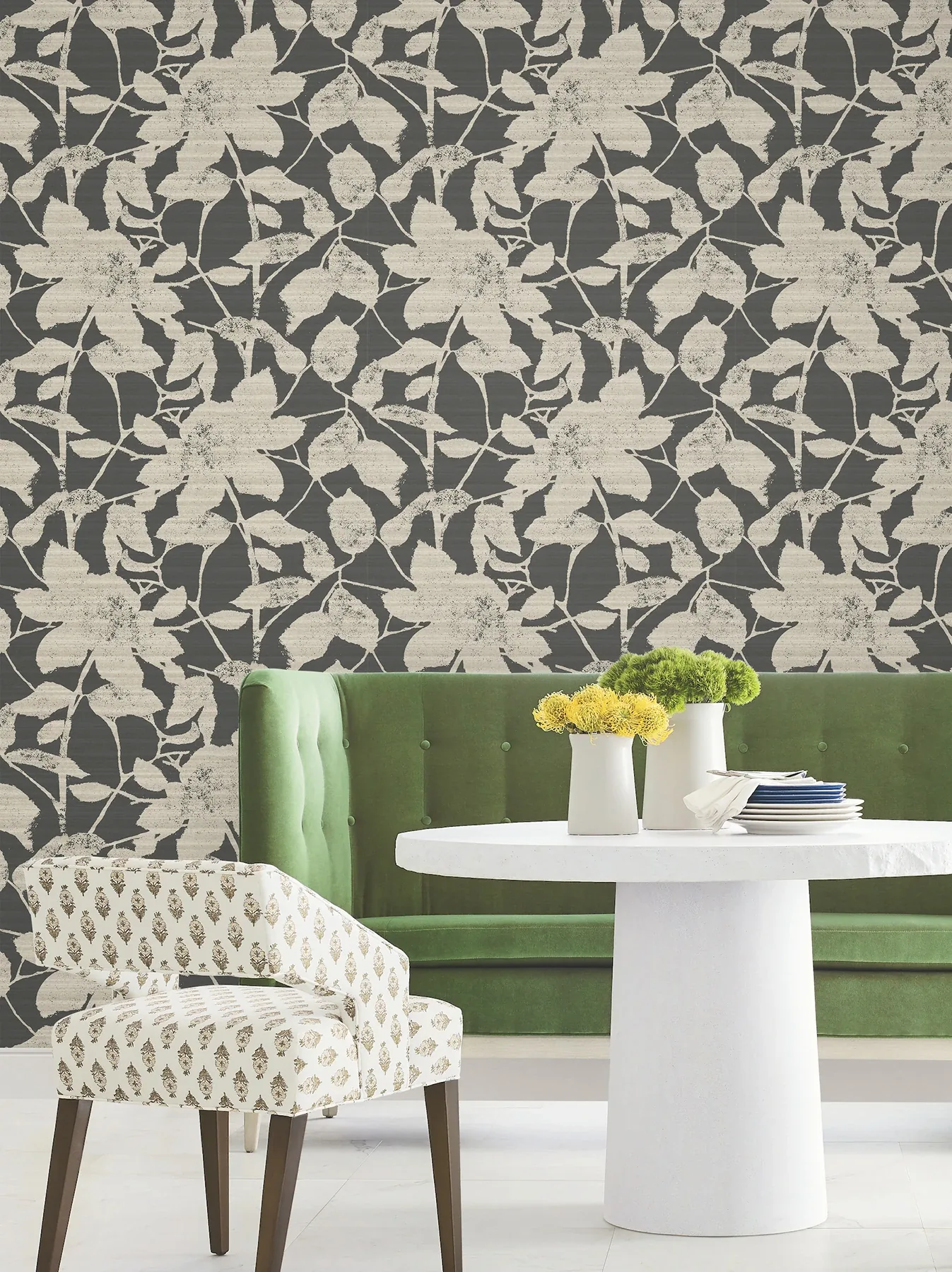 York Designer Series Solange Black Botanical Wallpaper | Wallpaper Twins York Designer Series Solange Black Botanical Wallpaper - SKU LL3213