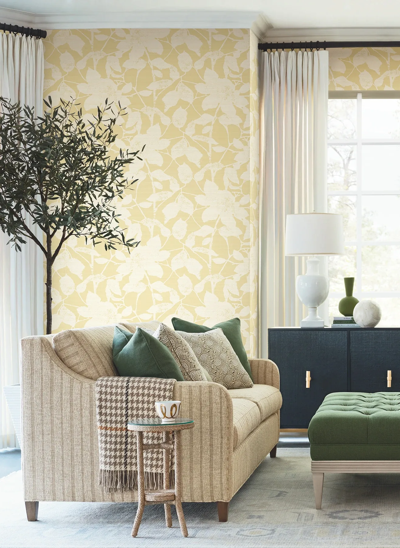 York Designer Series Solange Butter Botanical Wallpaper | Wallpaper Twins York Designer Series Solange Butter Botanical Wallpaper - SKU LL3215