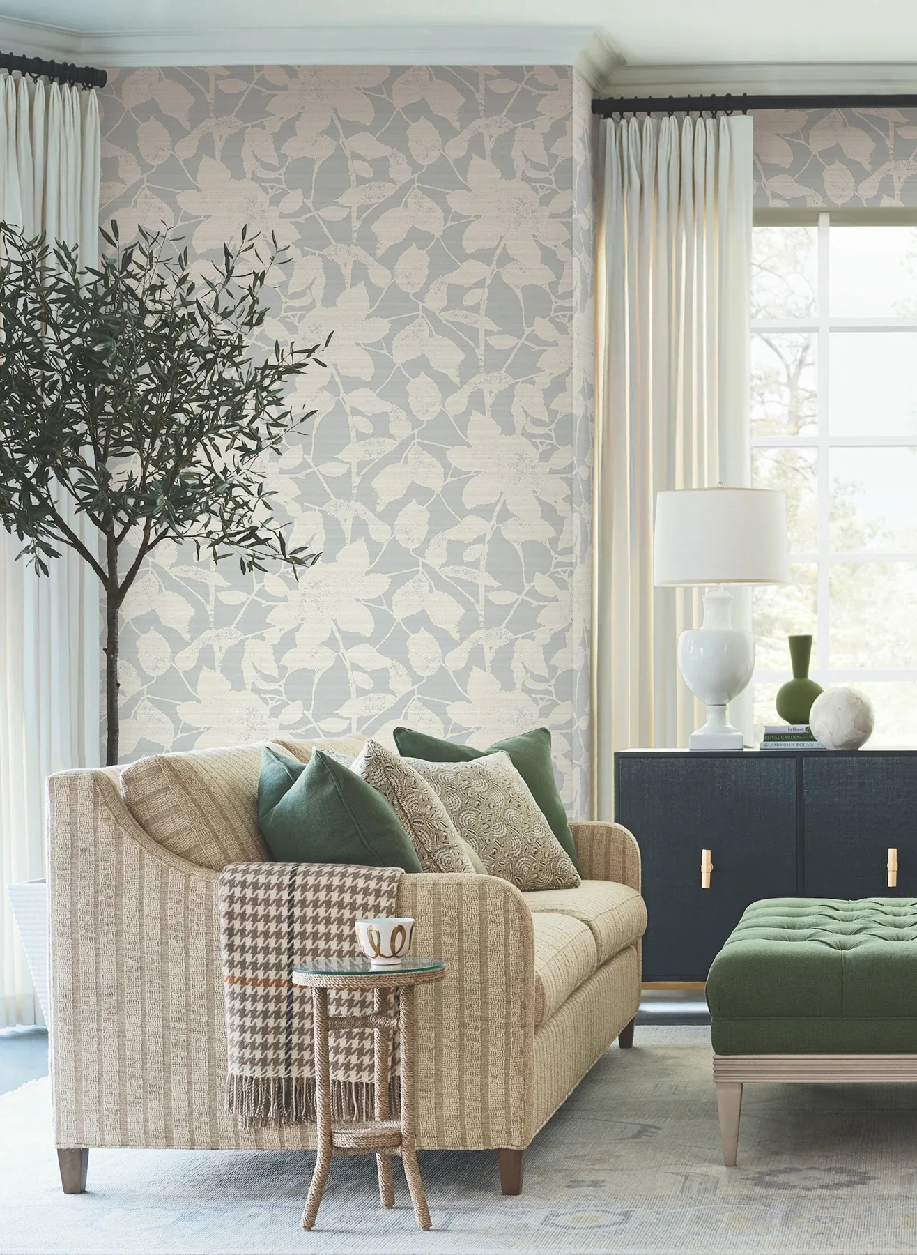 York Designer Series Solange Light Blue Botanical Wallpaper | Wallpaper Twins York Designer Series Solange Light Blue Botanical Wallpaper - SKU LL3217