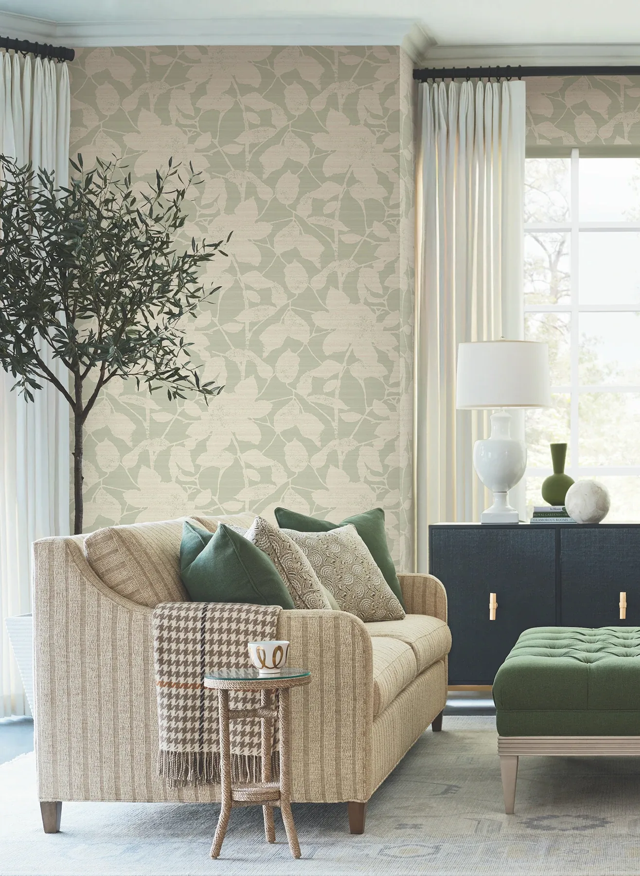 York Designer Series Solange Sage Botanical Wallpaper | Wallpaper Twins York Designer Series Solange Sage Botanical Wallpaper - SKU LL3216