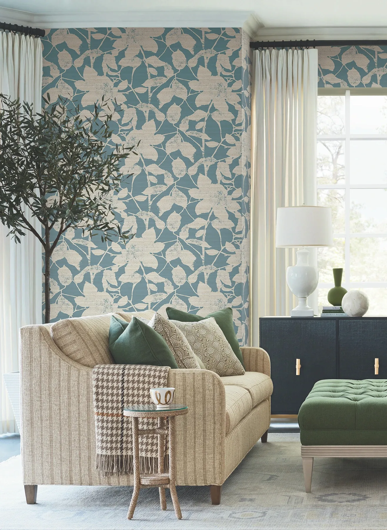York Designer Series Solange Teal Botanical Wallpaper - SKU LL3214