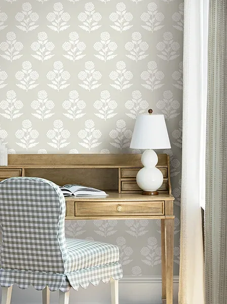York Designer Series Souci Beige Marigolds Wallpaper | Wallpaper Twins York Designer Series Souci Beige Marigolds Wallpaper - SKU VP1433