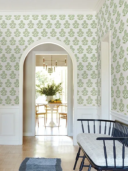 York Designer Series Souci Green Marigolds Wallpaper | Wallpaper Twins York Designer Series Souci Green Marigolds Wallpaper - SKU VP1436