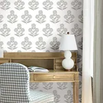 York Designer Series Souci Grey Marigolds Wallpaper - SKU VP1435