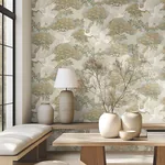 York Designer Series Sprig & Heron Beige Wallpaper | Wallpaper Twins York Designer Series Sprig & Heron Beige Wallpaper - SKU ZA8009