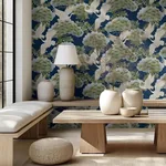 York Designer Series Sprig & Heron Navy Wallpaper | Wallpaper Twins York Designer Series Sprig & Heron Navy Wallpaper - SKU ZA8007