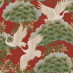 York Designer Series Sprig & Heron Red Wallpaper | Wallpaper Twins York Designer Series Sprig & Heron Red Wallpaper - SKU ZA8006