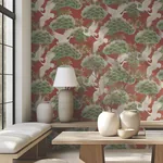 York Designer Series Sprig & Heron Red Wallpaper | Wallpaper Twins York Designer Series Sprig & Heron Red Wallpaper - SKU ZA8006