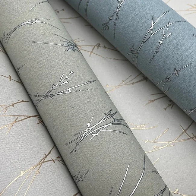York Designer Series Sprigs Light Grey & Gold Wallpaper - SKU MD7191