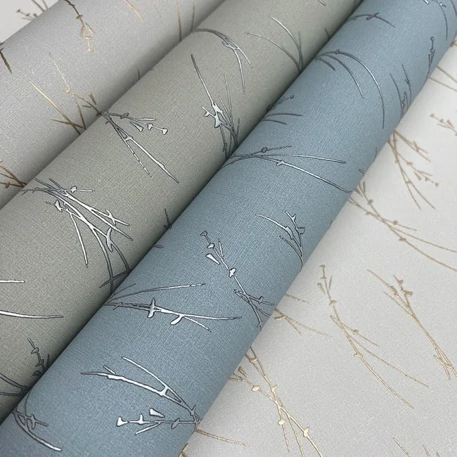 York Designer Series Sprigs Light Grey & Gold Wallpaper - SKU MD7191