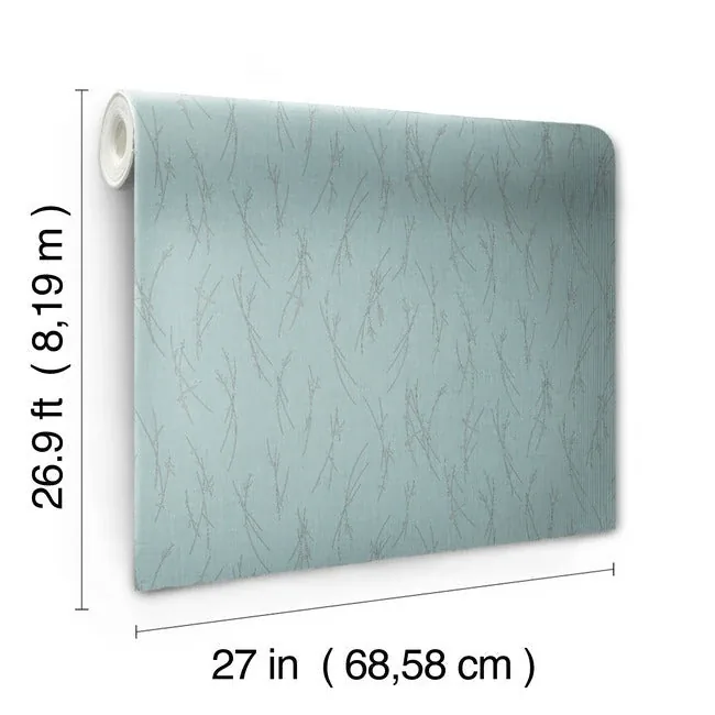 York Designer Series Sprigs Smokey Blue & Silver Wallpaper - SKU MD7193