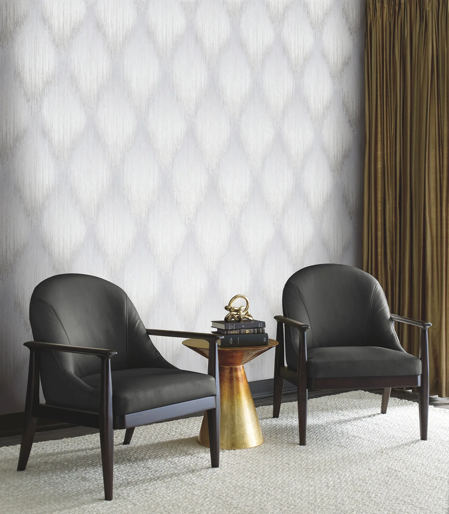 York Designer Series Starfall Grey Metallic Ikat Wallpaper - SKU MA35807