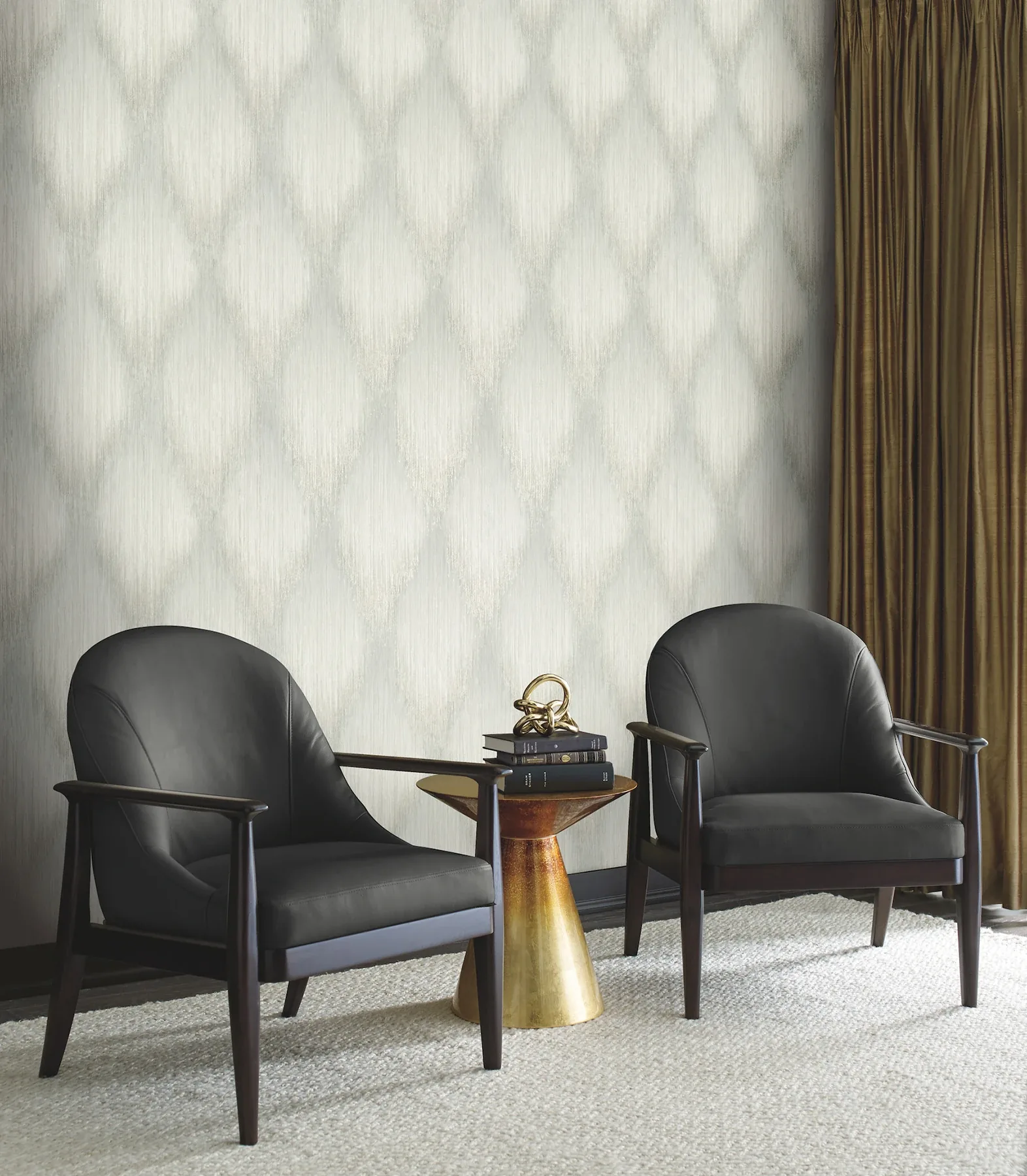 York Designer Series Starfall Sage Metallic Ikat Wallpaper - SKU MA35803