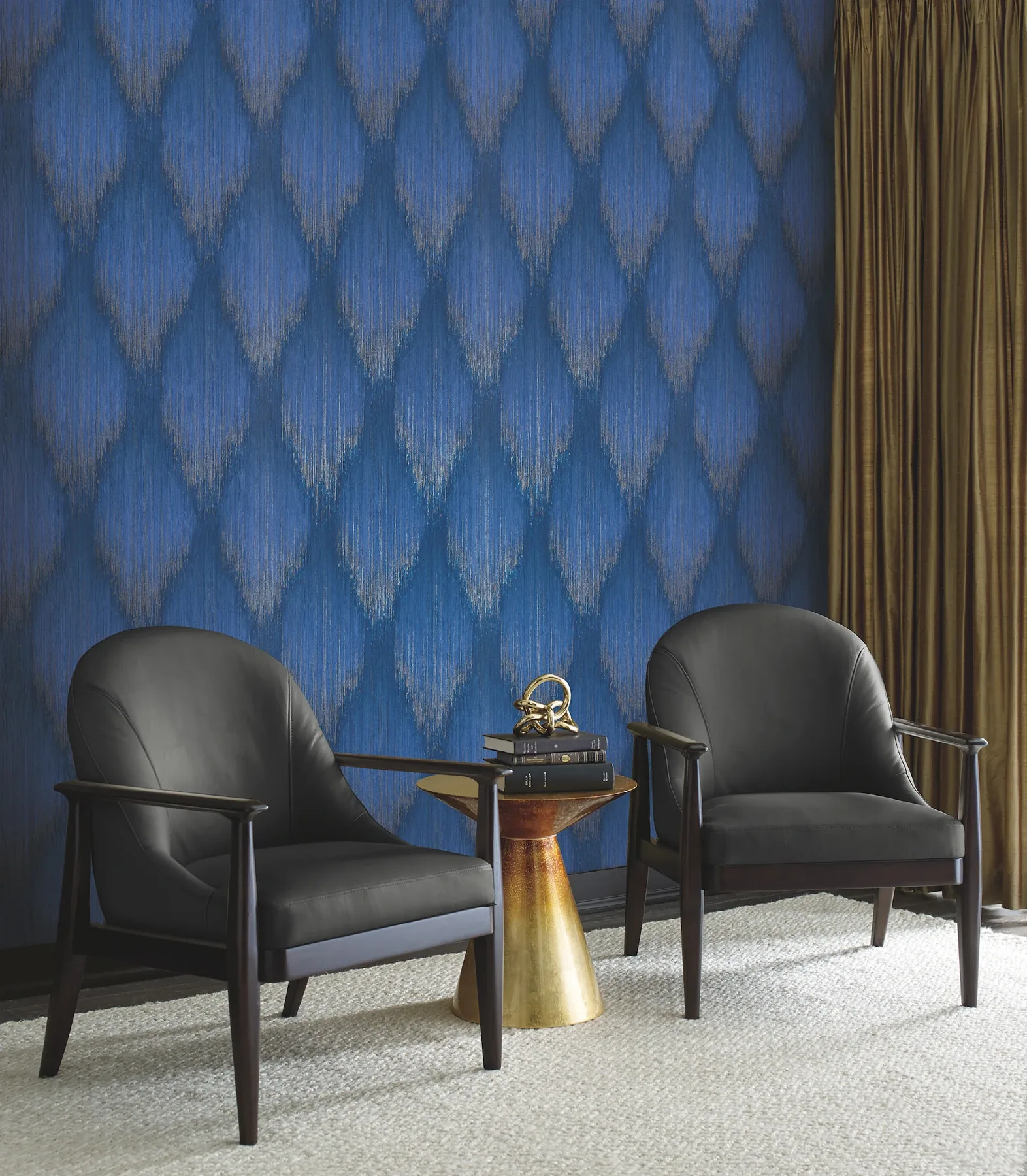York Designer Series Starfall Sapphire Metallic Ikat Wallpaper - SKU MA35808