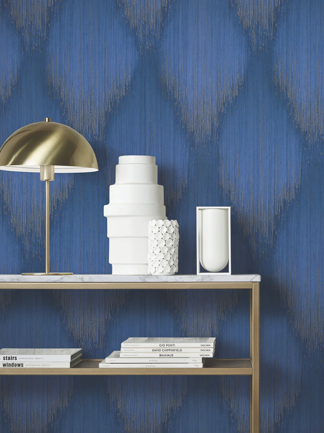 York Designer Series Starfall Sapphire Metallic Ikat Wallpaper - SKU MA35808