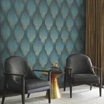 York Designer Series Starfall Teal Metallic Ikat Wallpaper - SKU MA35806