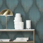 York Designer Series Starfall Teal Metallic Ikat Wallpaper - SKU MA35806