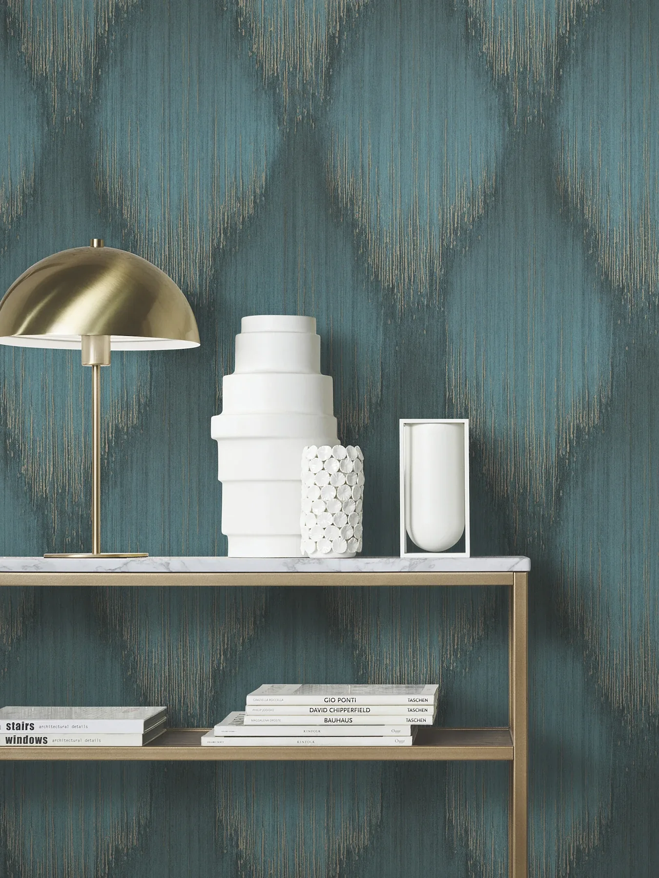 York Designer Series Starfall Teal Metallic Ikat Wallpaper - SKU MA35806