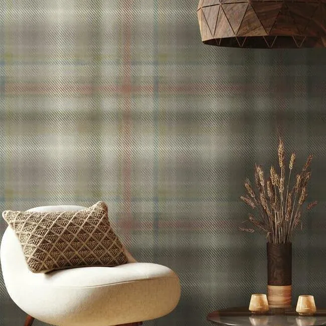 York Designer Series Sterling Plaid Neutral Wallpaper - SKU HO2156