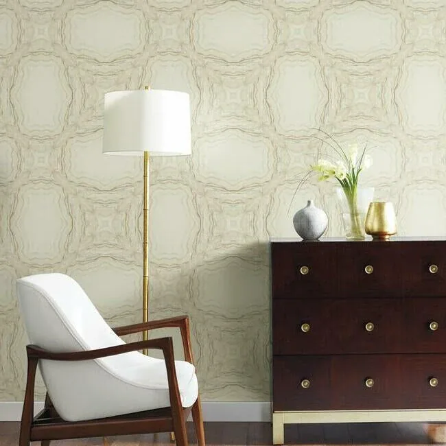 York Designer Series Stone Kaleidoscope Beige Metallic Wallpaper - SKU Y6230602