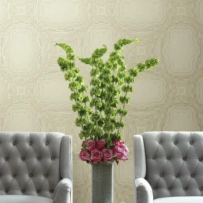 York Designer Series Stone Kaleidoscope Beige Metallic Wallpaper - SKU Y6230602