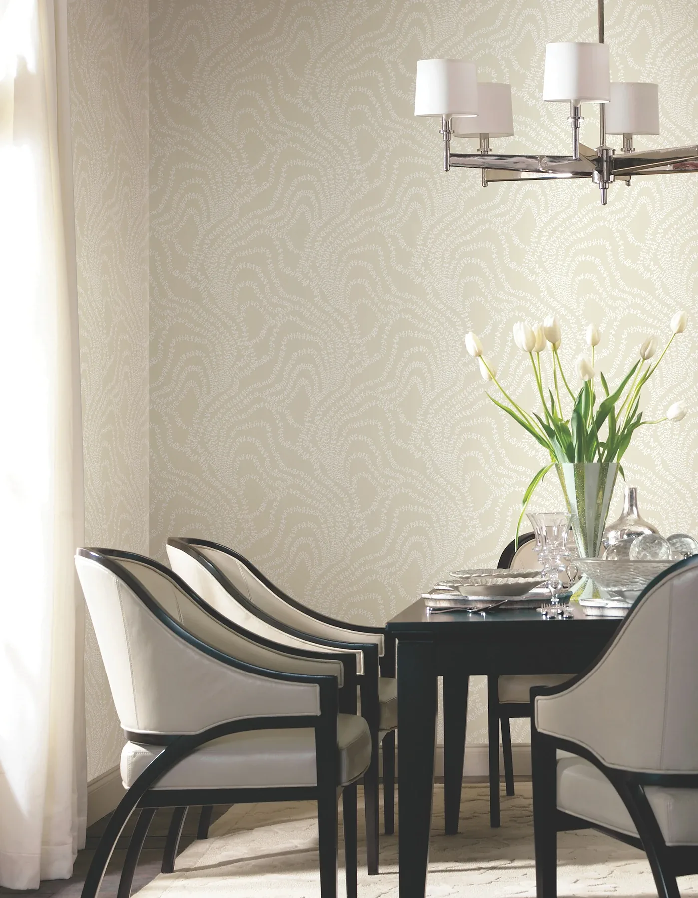 York Designer Series String of Pearls Beige Vine Wallpaper - SKU VR1518