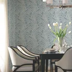 York Designer Series String of Pearls Denim Vine Wallpaper - SKU VR1516