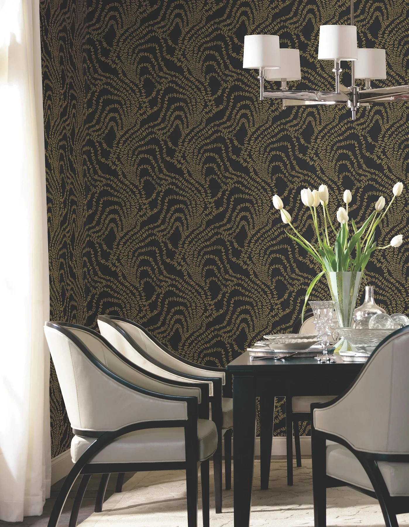 York Designer Series String of Pearls Gold Vine Wallpaper - SKU VR1517