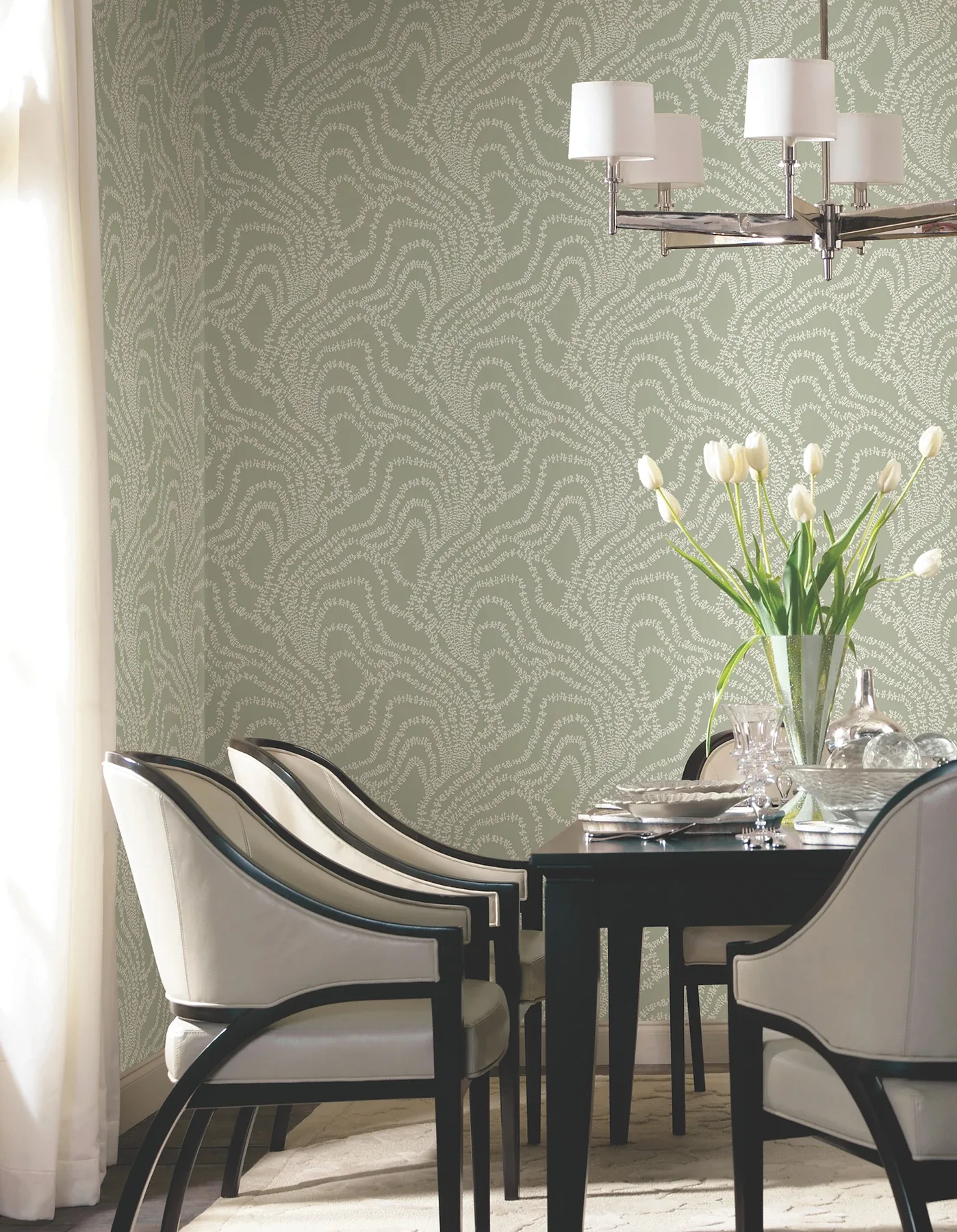 York Designer Series String of Pearls Sage Vine Wallpaper - SKU VR1513