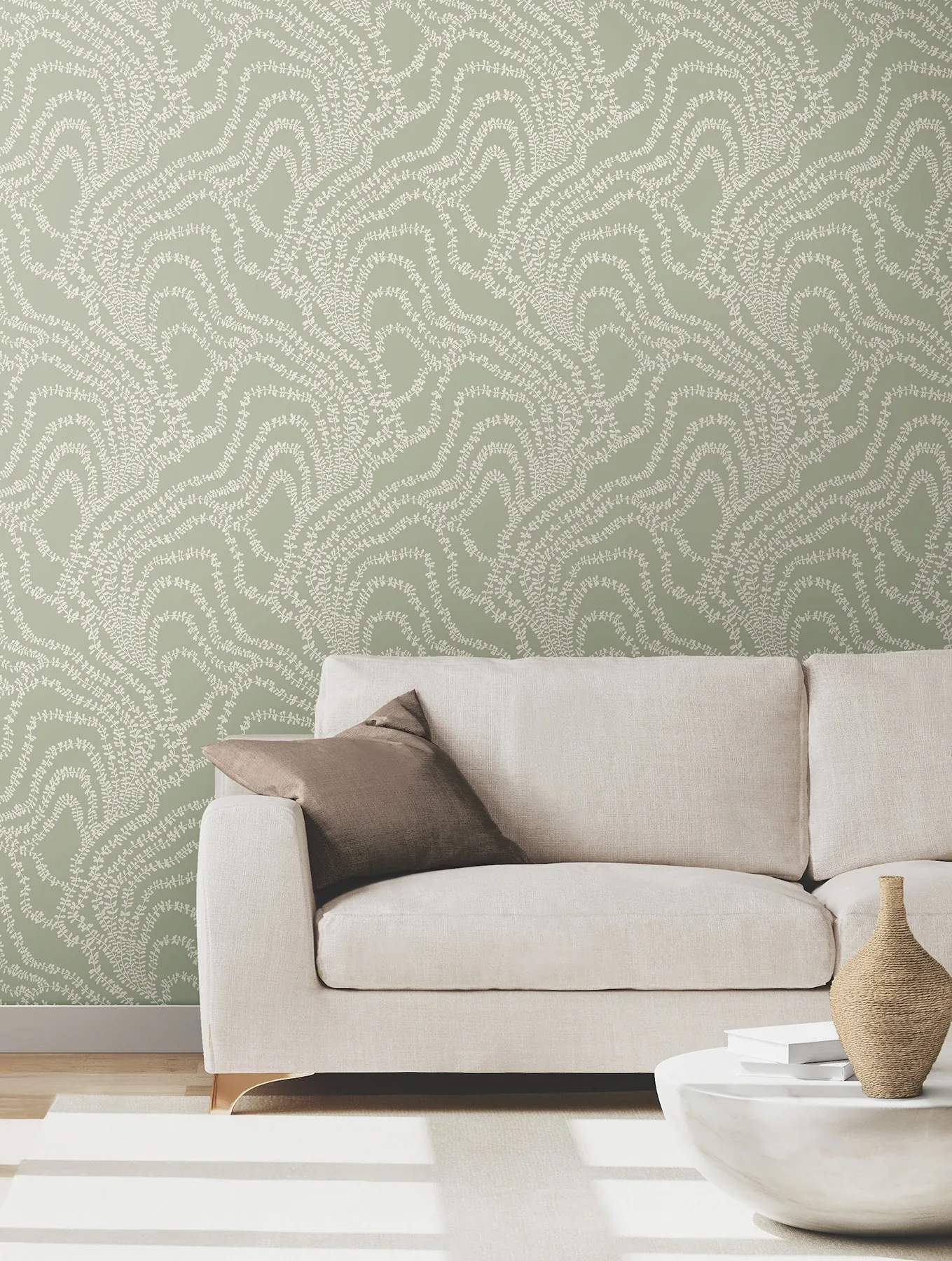 York Designer Series String of Pearls Sage Vine Wallpaper - SKU VR1513