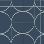 York Designer Series Sun Circles Blue & Silver Wallpaper - SKU MD7204