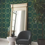York Designer Series Sun Circles Emerald & Gold Wallpaper - SKU MD7203