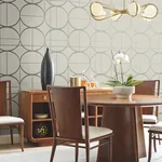 York Designer Series Sun Circles Taupe & Silver Wallpaper - SKU MD7201