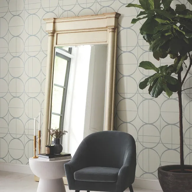 York Designer Series Sun Circles Taupe & Silver Wallpaper - SKU MD7201
